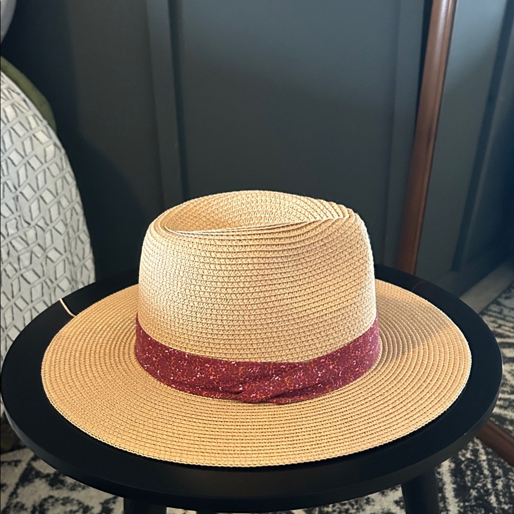 Summer & Rose Tan Hat with Red Band